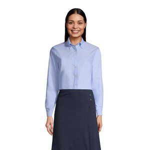 Lands' End Women's Long Sleeve Oxford Dress Shirt Blue, NWT